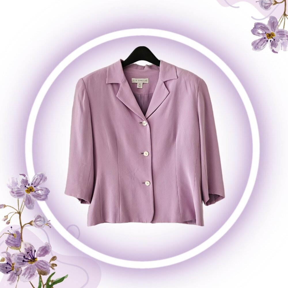 Petite Sophisticate Single-Breasted 100% Silk Blazer | Like New | 10P | Lavender